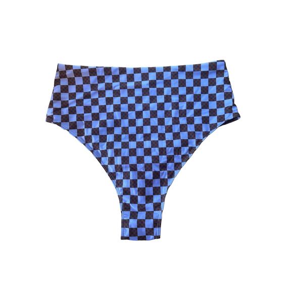 Salt Gypsy High Cut Surf Bikini Bottoms in Lavender Brown Checkered Size 10 12 - Picture 11 of 12